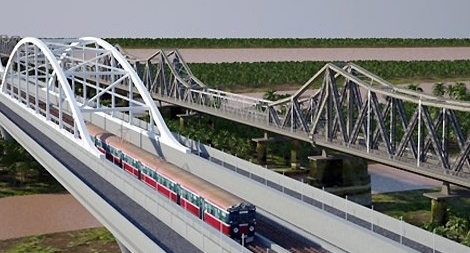 Thống nhất làm cầu vượt sông Hồng dạng dầm kết hợp vòm thép